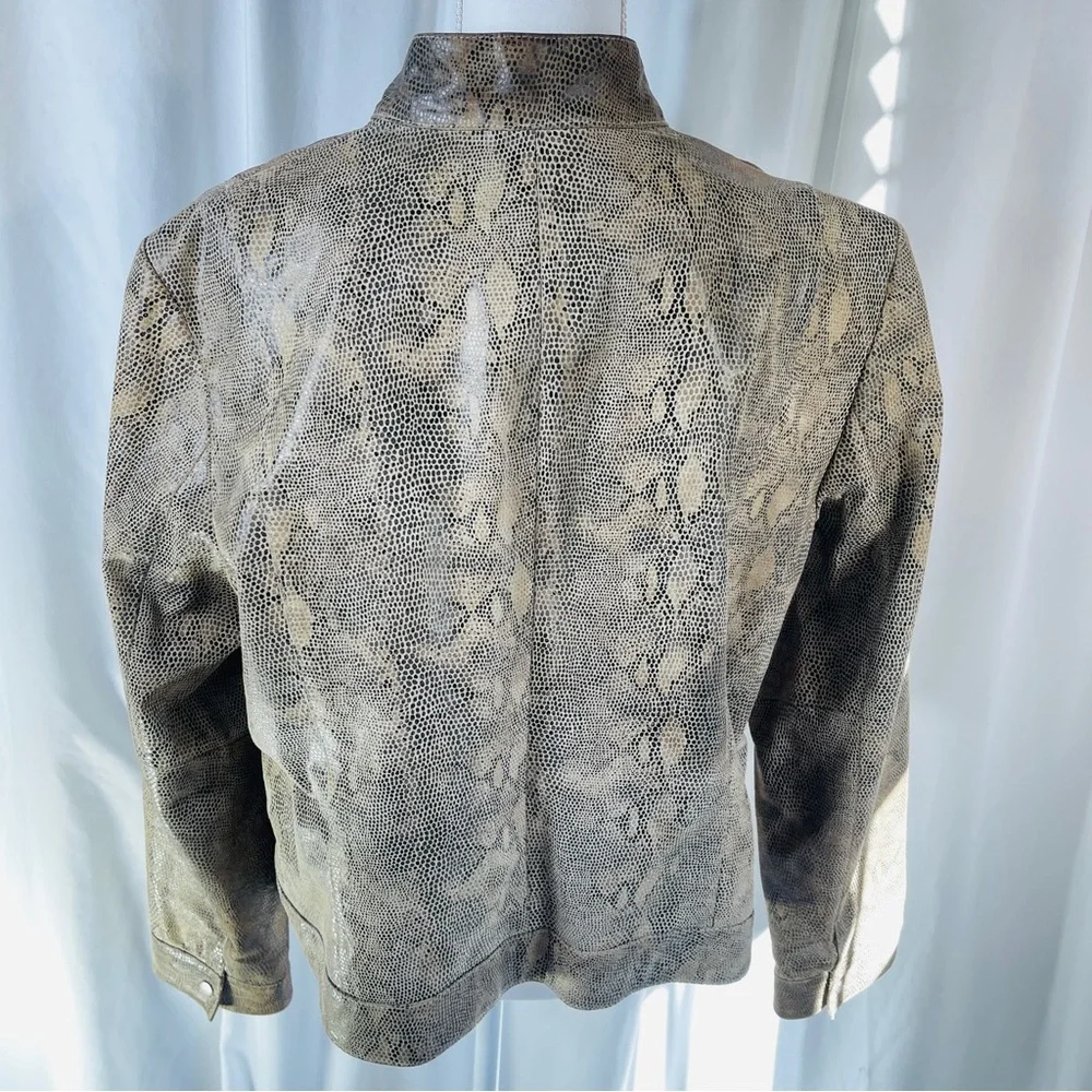 Alfani GenuineLeather Python-Embossed Moto Jacket/ Size XL - Picture 2 of 16